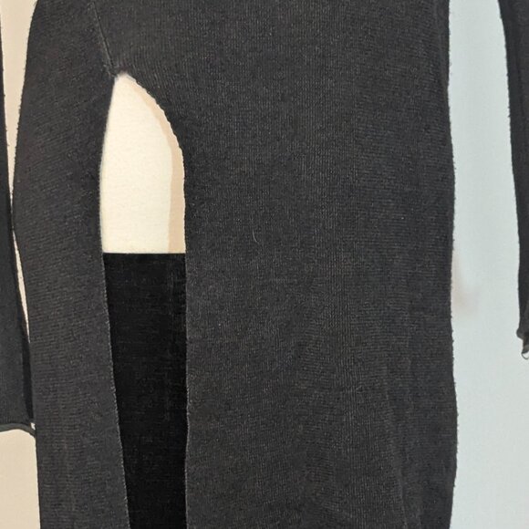 Zara Split Hem Sweater Dress Green Black Medium - Picture 6 of 10